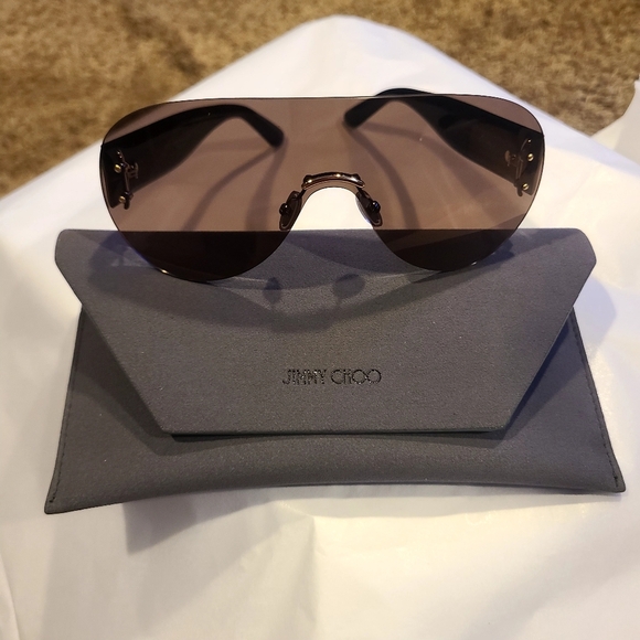 Jimmy Choo Dark Brown Sunglasses with Gray Case NWOT - Picture 1 of 5
